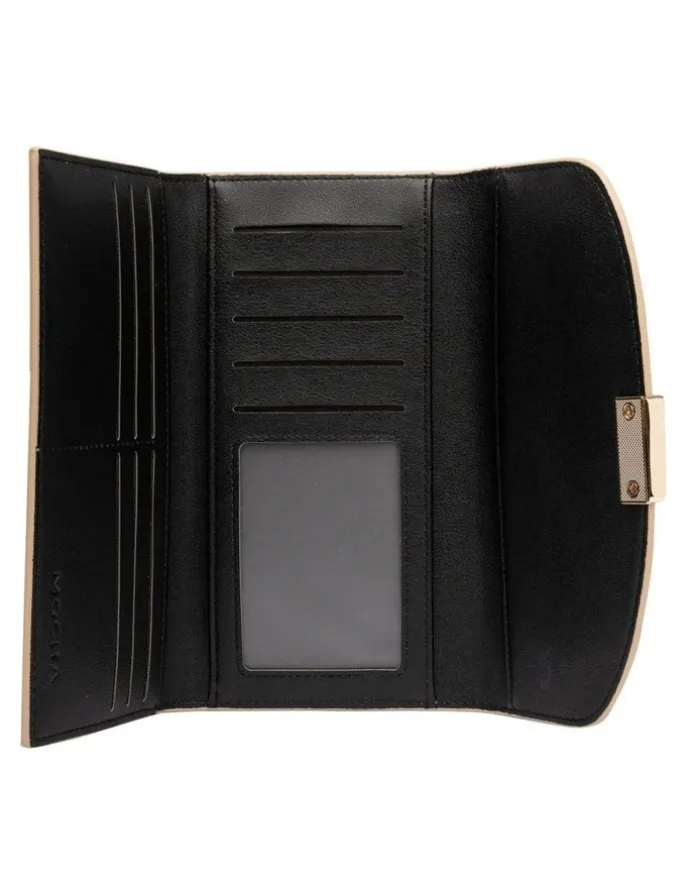 Mocha Daisy Long Wallet in Sand
