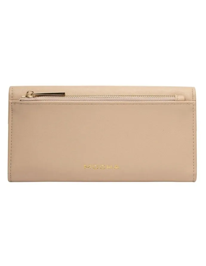 Mocha Daisy Long Wallet in Sand