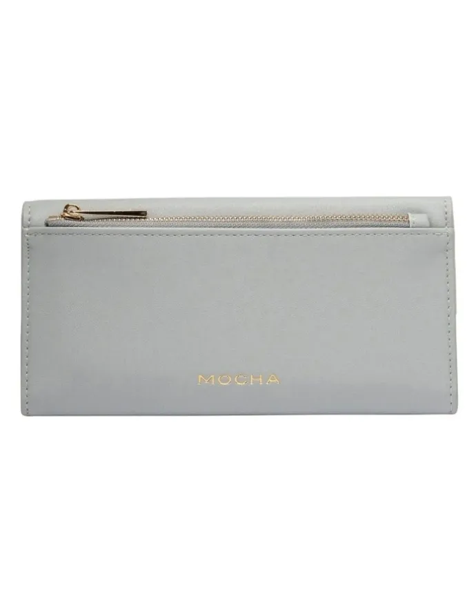 Mocha Daisy Long Wallet in Light Blue