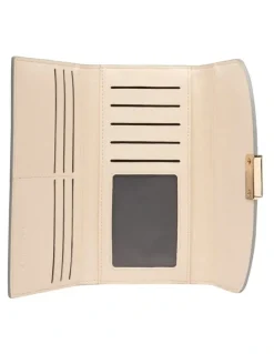 Mocha Daisy Long Wallet in Light Blue