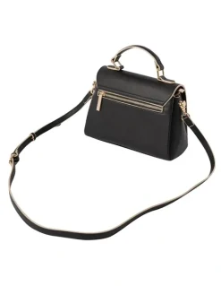 Mocha Daisy Top Handle Crossbody Bag in Black