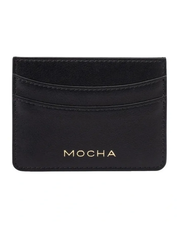 Mocha Donnette Simple Card Holder in Black