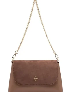 Mocha Emmy Crossbody Bag with Chain in Taupe