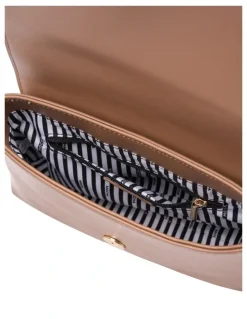 Mocha Emmy Crossbody Bag with Chain in Taupe
