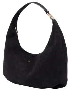 Mocha June Suede Hobo Bag in Black
