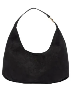 Mocha June Suede Hobo Bag in Black