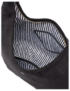 Mocha June Suede Hobo Bag in Black