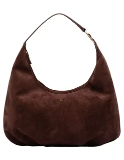 Mocha June Suede Hobo Bag in Choc