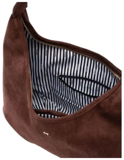 Mocha June Suede Hobo Bag in Choc