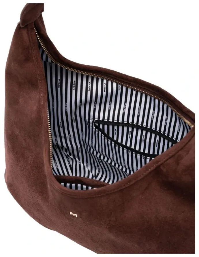 Mocha June Suede Hobo Bag in Choc