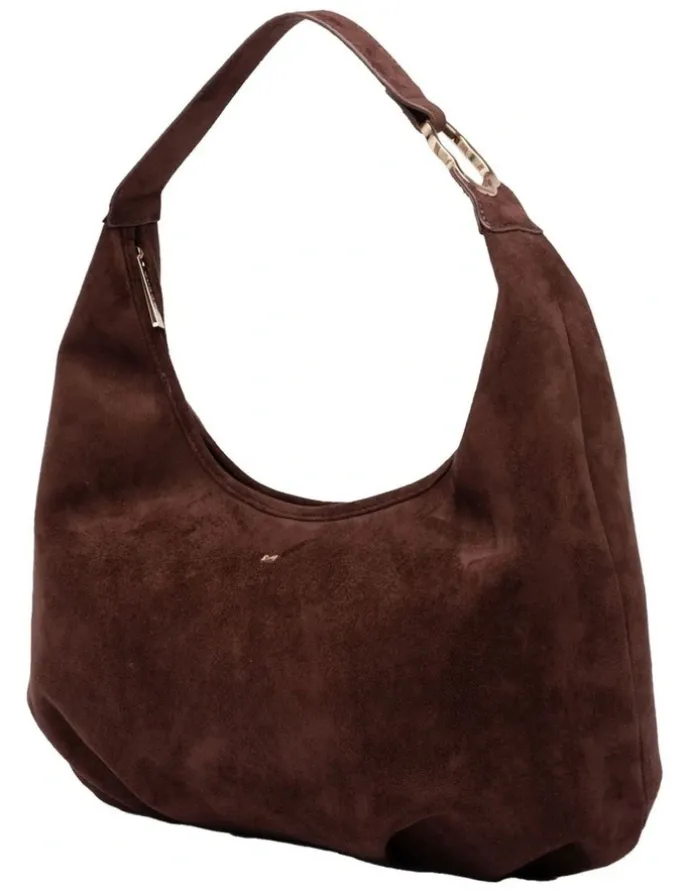 Mocha June Suede Hobo Bag in Choc
