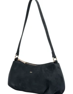 Mocha June Suede Shoulder Bag in Navy