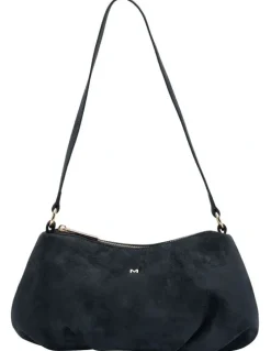 Mocha June Suede Shoulder Bag in Navy