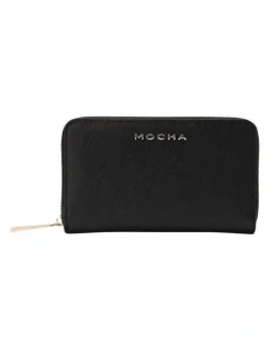 Mocha Kristin Leather Wallet in Black