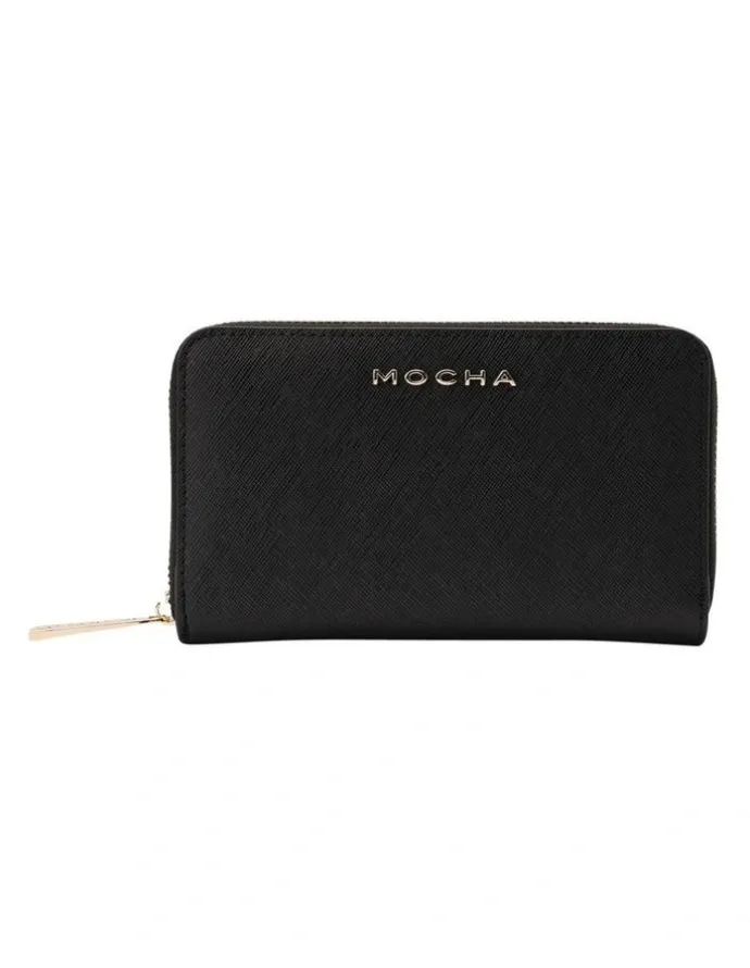 Mocha Kristin Leather Wallet in Black