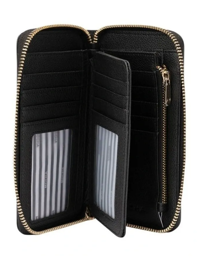 Mocha Kristin Leather Wallet in Black
