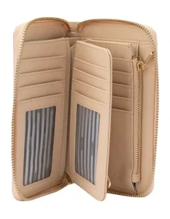 Mocha Kristin Leather Wallet in Cream