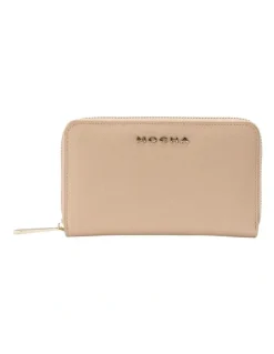Mocha Kristin Leather Wallet in Cream