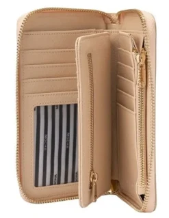 Mocha Kristin Leather Wallet in Cream