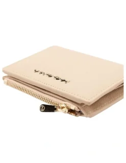 Mocha Kristin Mini Leather Wallet in Cream