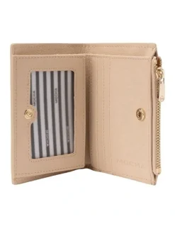 Mocha Kristin Mini Leather Wallet in Cream