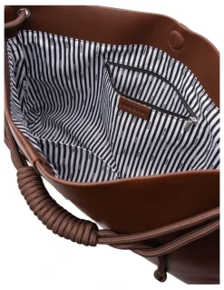 Mocha Lina Knotted Shoulder Bag in Dark Chocolate