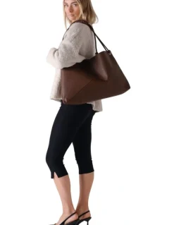 Mocha Lina Knotted Shoulder Bag in Dark Chocolate