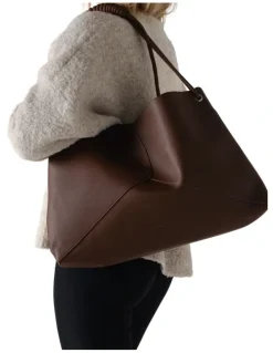 Mocha Lina Knotted Shoulder Bag in Dark Chocolate