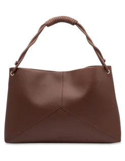 Mocha Lina Knotted Shoulder Bag in Dark Chocolate