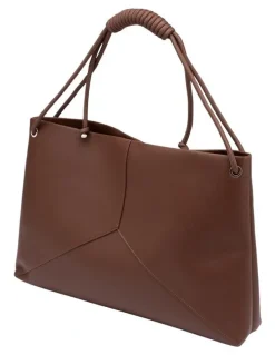 Mocha Lina Knotted Shoulder Bag in Dark Chocolate