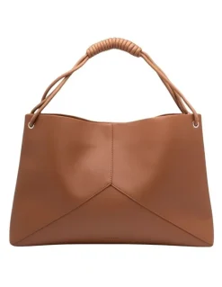 Mocha Lina Knotted Shoulder Bag in Tan