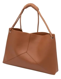 Mocha Lina Knotted Shoulder Bag in Tan