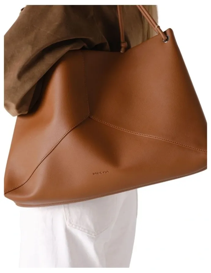 Mocha Lina Knotted Shoulder Bag in Tan