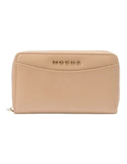 Mocha Petite Leather Wallet in Beige
