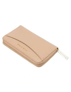 Mocha Petite Leather Wallet in Beige