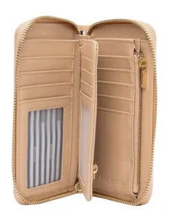 Mocha Petite Leather Wallet in Beige