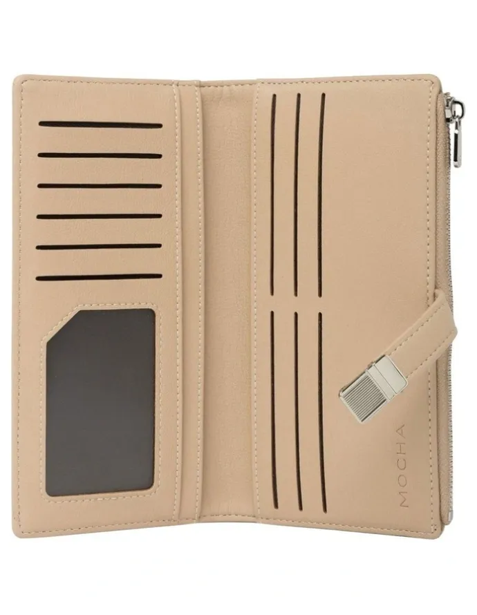 Mocha Piper Long Wallet in Almond