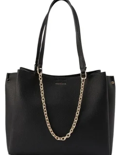 Mocha Sienna Stud Tote Bag in Black