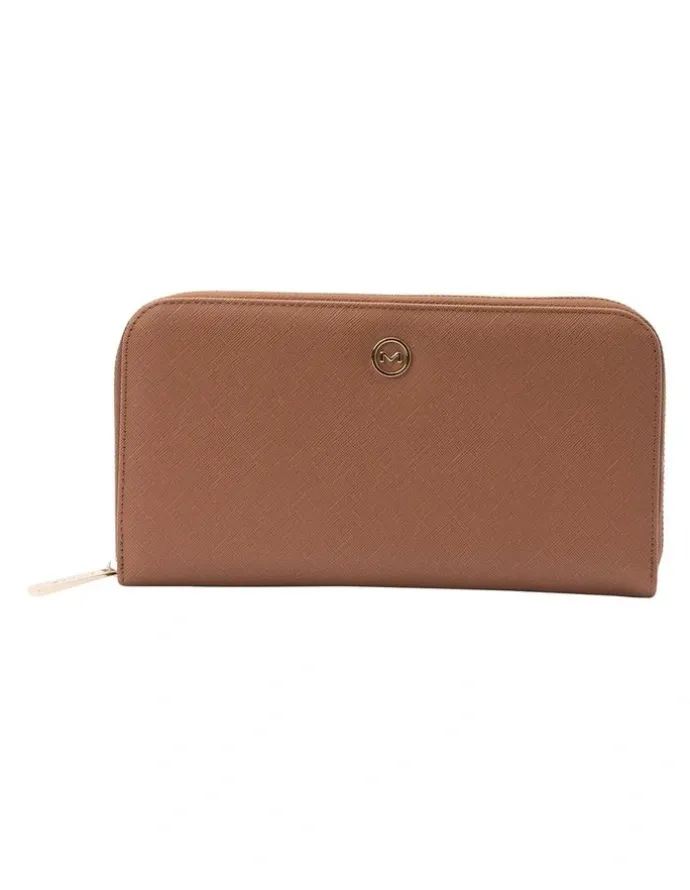 Mocha Signature Travel Wallet in Tan
