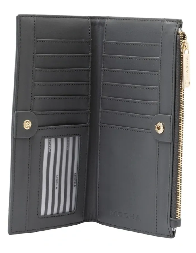 Mocha Stella Long Wallet in Slate Grey