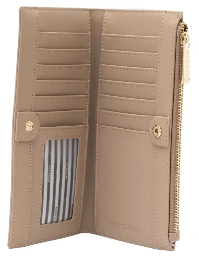 Mocha Stella Long Wallet in Almond