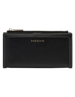 Mocha Stella Long Wallet in Black