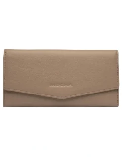 Mocha Tania Leather Long Wallet in Taupe