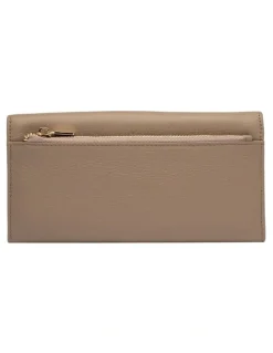Mocha Tania Leather Long Wallet in Taupe