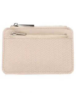Mocha Tessa Coin Card Holder in Ecru