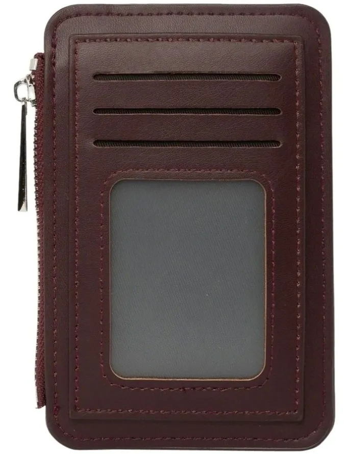 Mocha Tessa Coin Card Holder in Burgundy