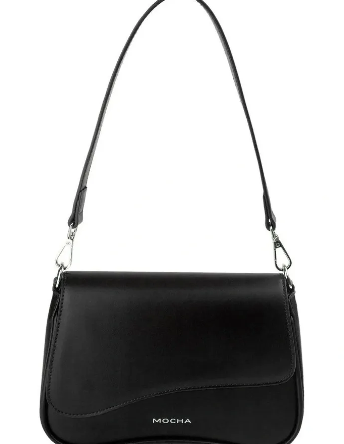 Mocha Zoe Wavy Crossbody Bag in Black