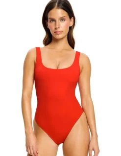 Modibodi Period Swimwear Scoop Neck One Piece Light Absorbency in Poinciana