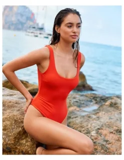 Modibodi Period Swimwear Scoop Neck One Piece Light Absorbency in Poinciana