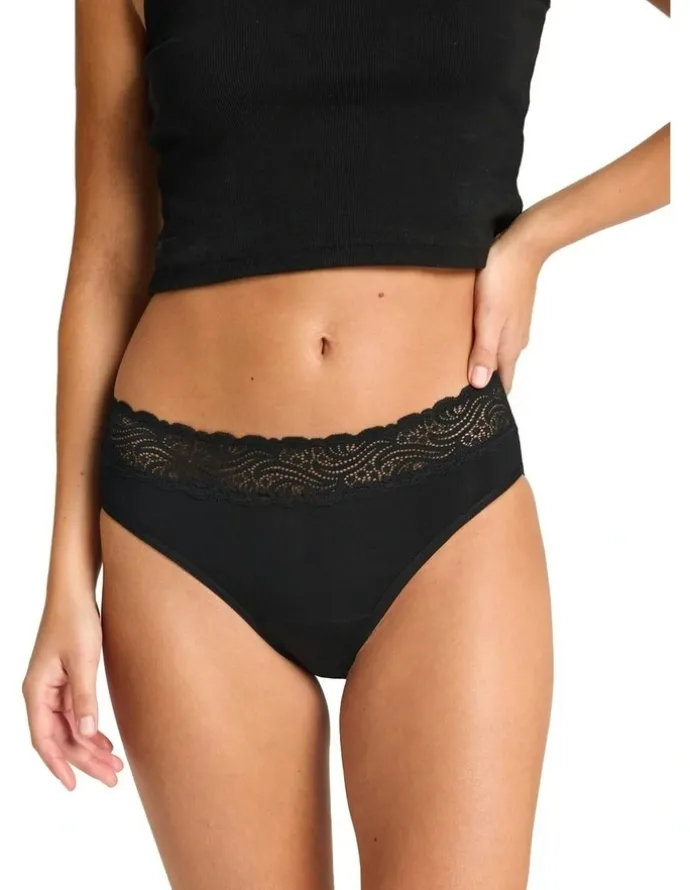Modibodi Sensual Period Hi Waist Bikini Light Absorbency Black